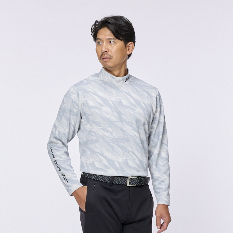 保温スリーブロゴプリント 長袖モックネックシャツ SMS5401【The